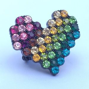 Rainbow Pixel Heart Ring